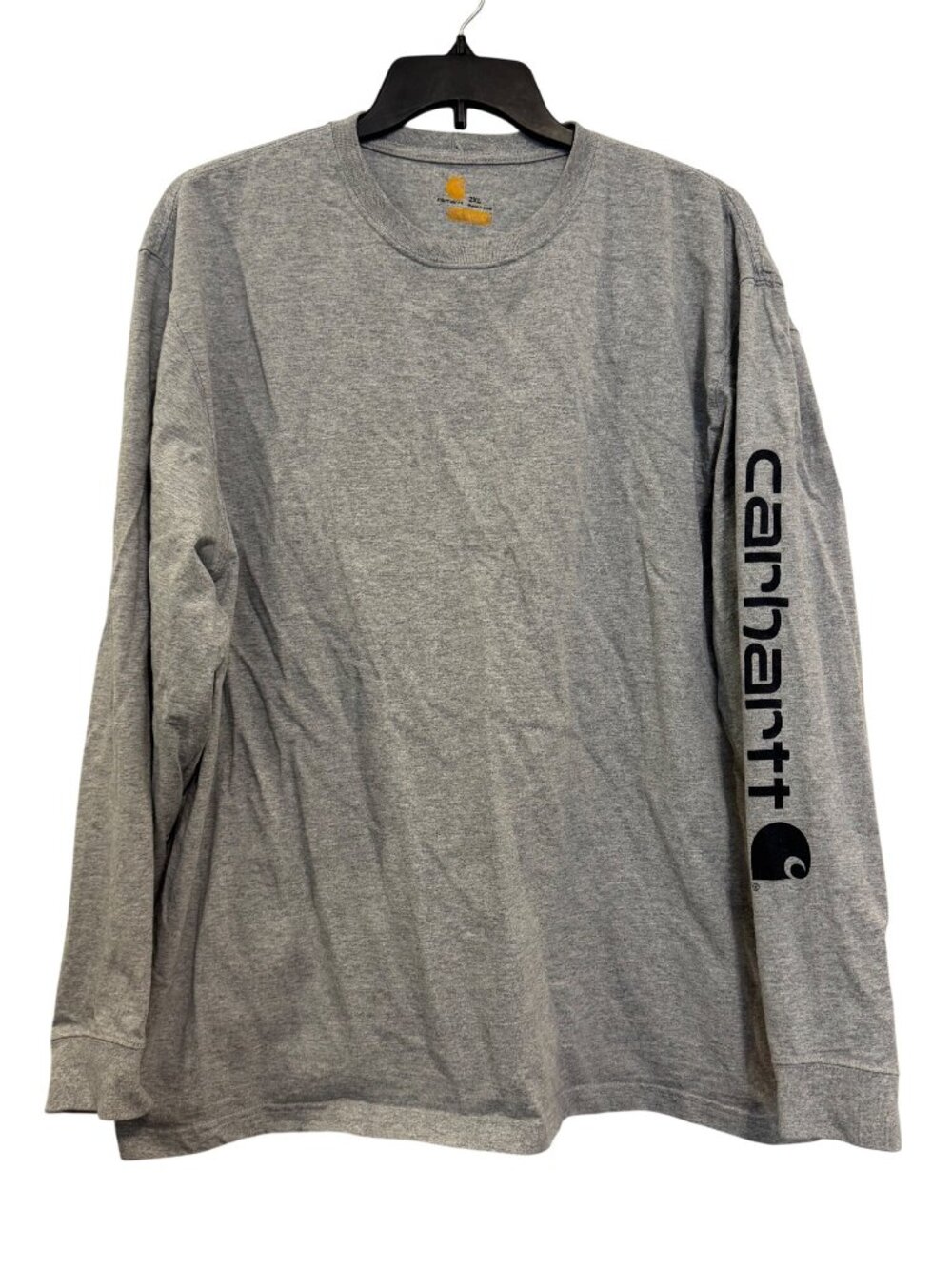 Carhartt Mens Gray Long Sleeve Logo T-Shirt 2XL Original Fit 90% Cotton/10% Poly